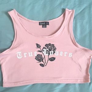 Pink loose fit crop top, size XL, in the brand love